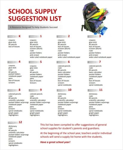 √ Free Printable Supply List Template
