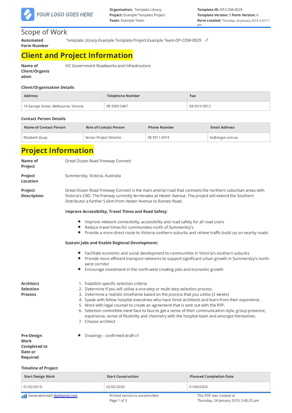 Scope of Work Template
