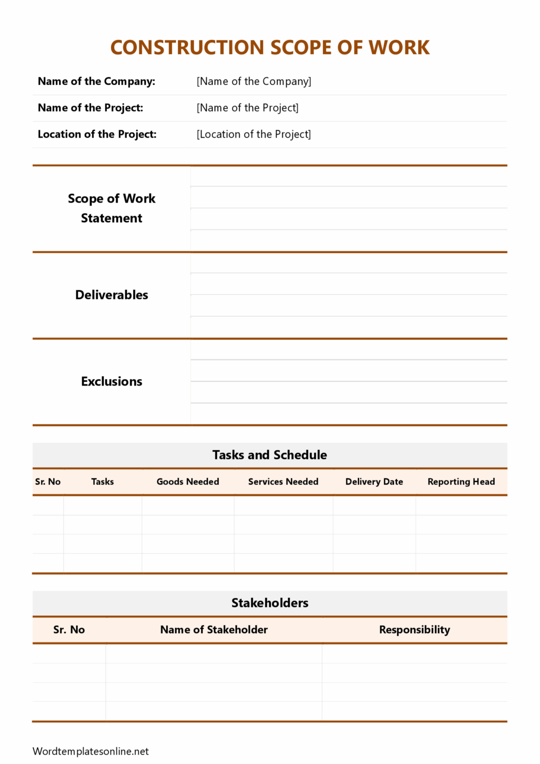 √ Editable Scope of Work Template (Word)