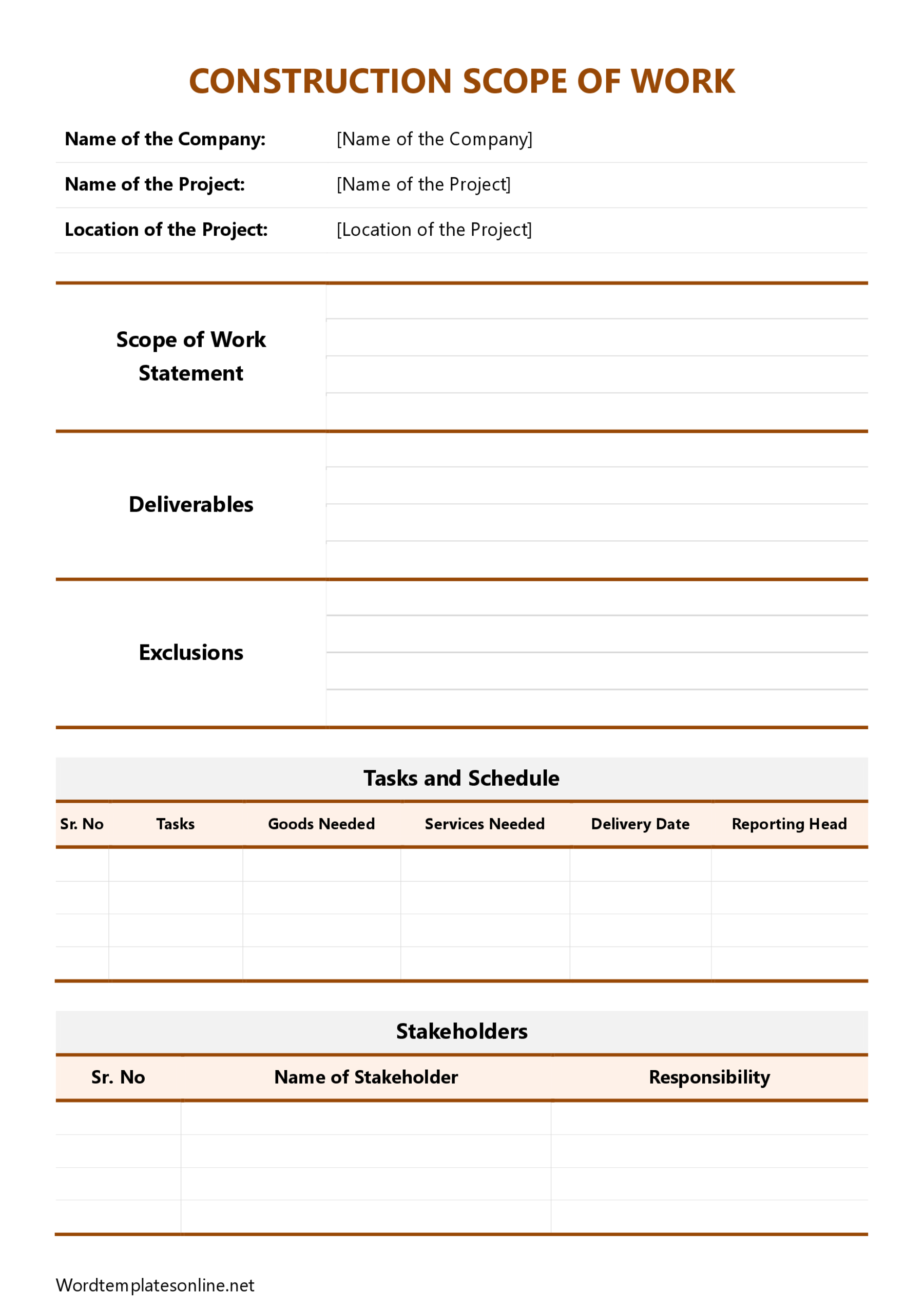 Scope of Work Template