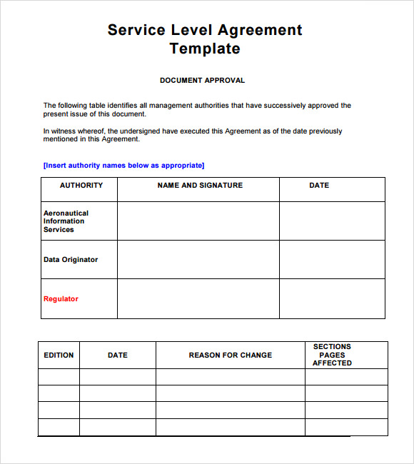Service Level Agreement Template Example Service Level Agreement Template Example
