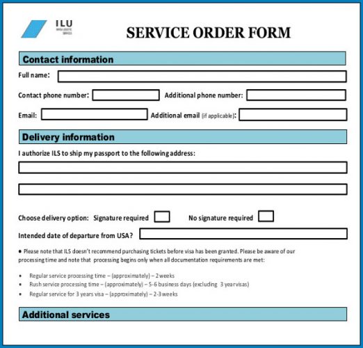 √ Free Printable Service Order Template