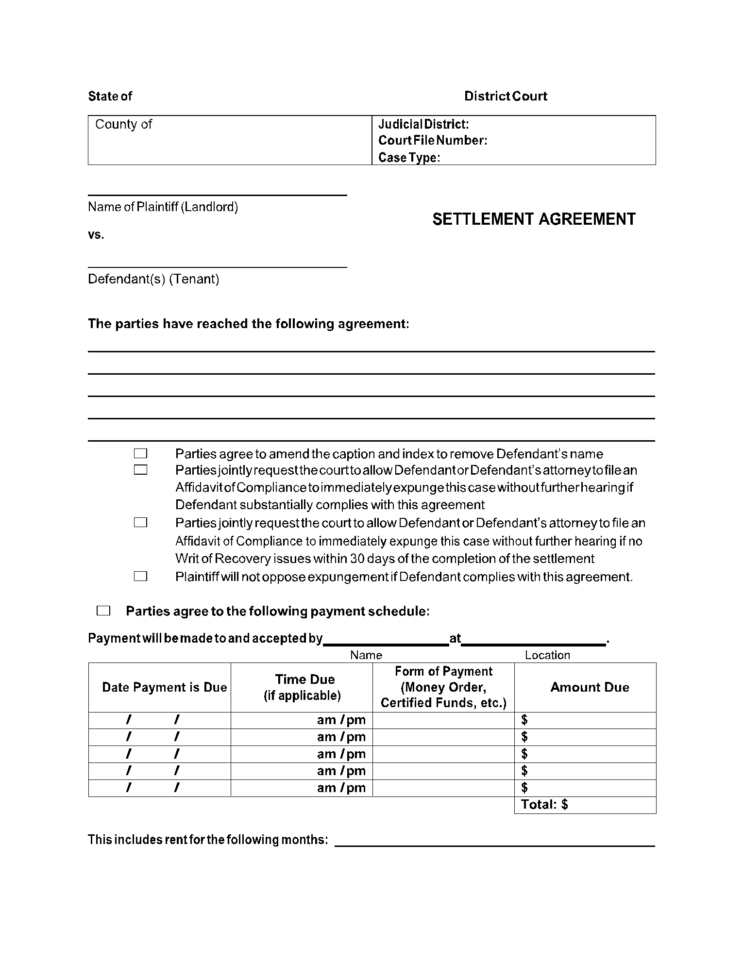 Settlement Agreement Example Settlement Agreement Example