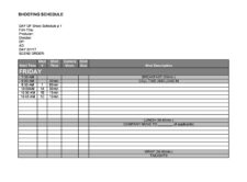 Shooting Schedule Template