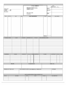 Shooting Schedule Template