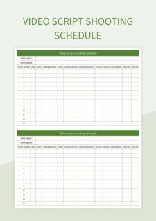 Shooting Schedule Template