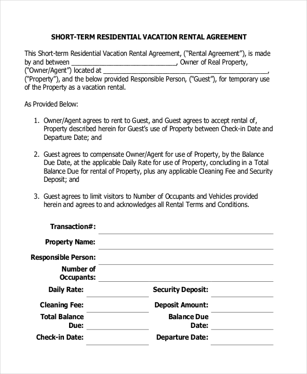 Short Term Lease Agreement Template Short Term Lease Agreement Template