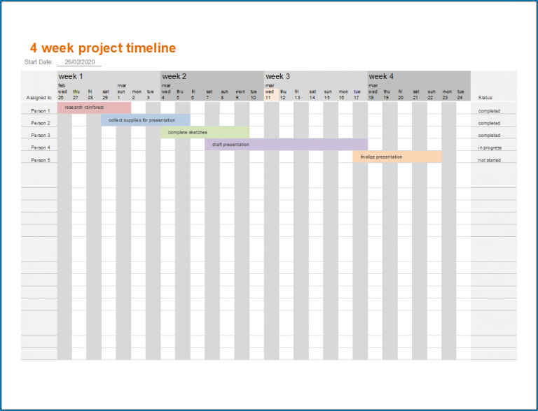 √ Free Printable Simple Project Timeline Template