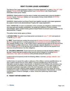 Simple Rent to own Agreement Template
