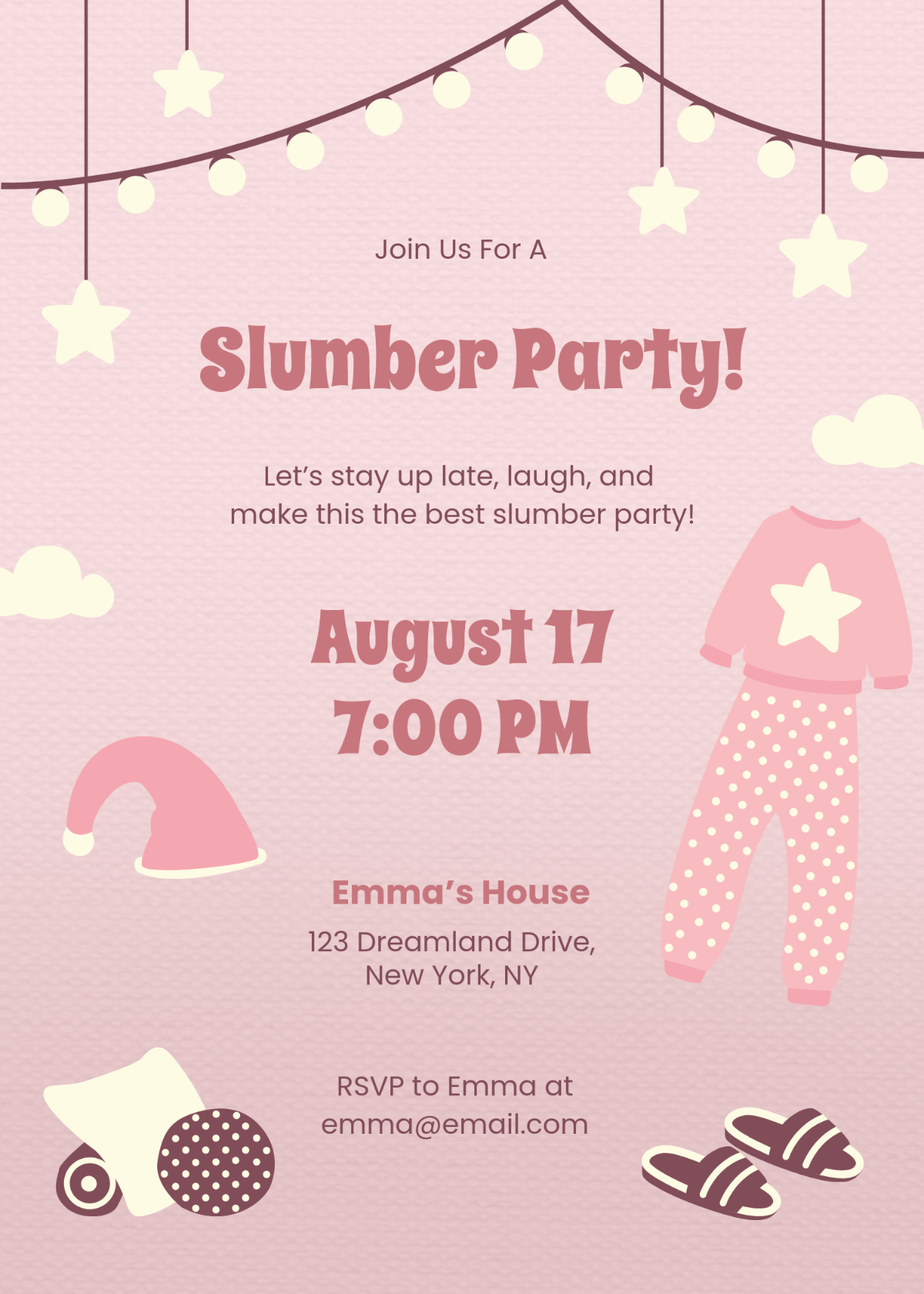 Slumber Party Invitation Template Slumber Party Invitation Template