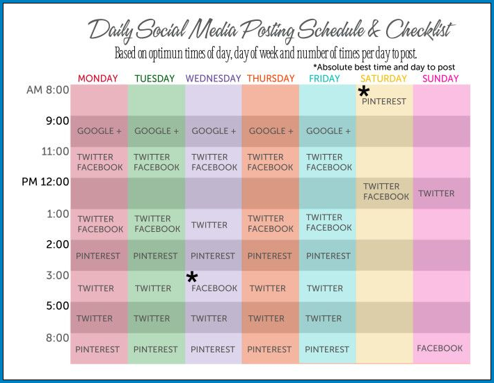 Social Media Post Schedule Template Sample