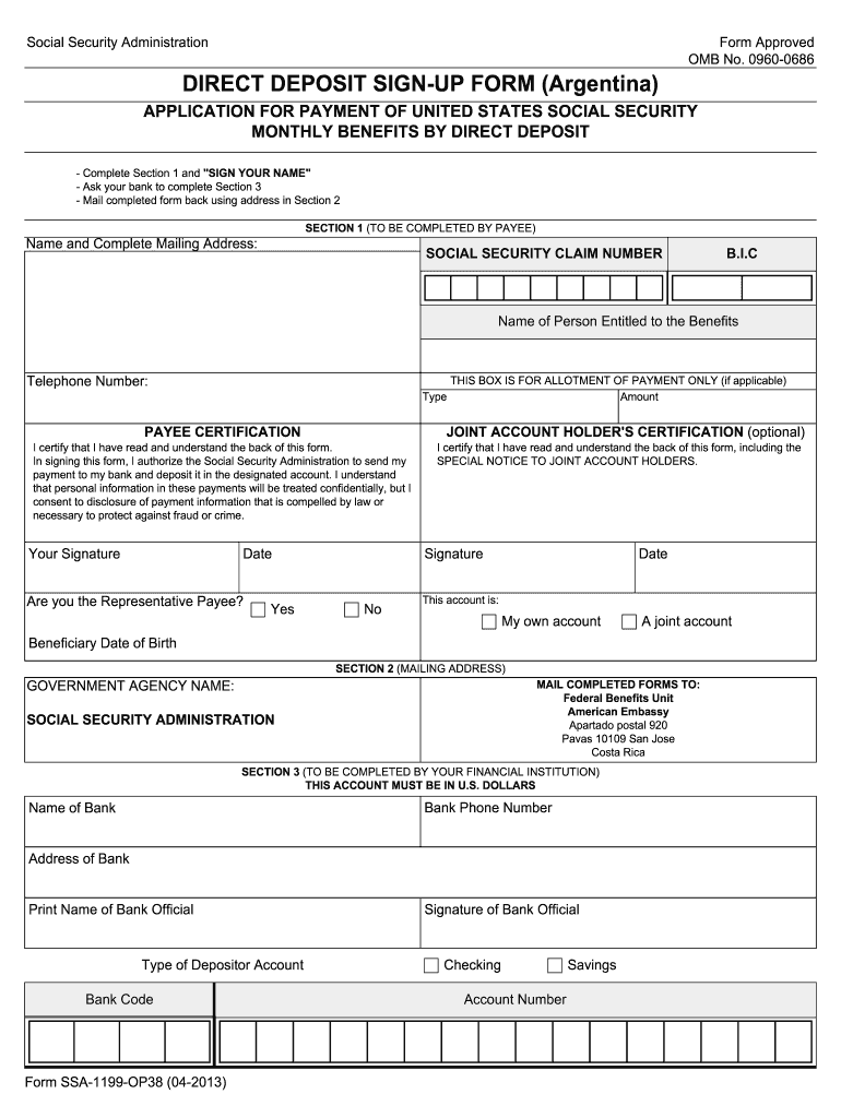 Social Security Direct Deposit Form Example Social Security Direct Deposit Form Example