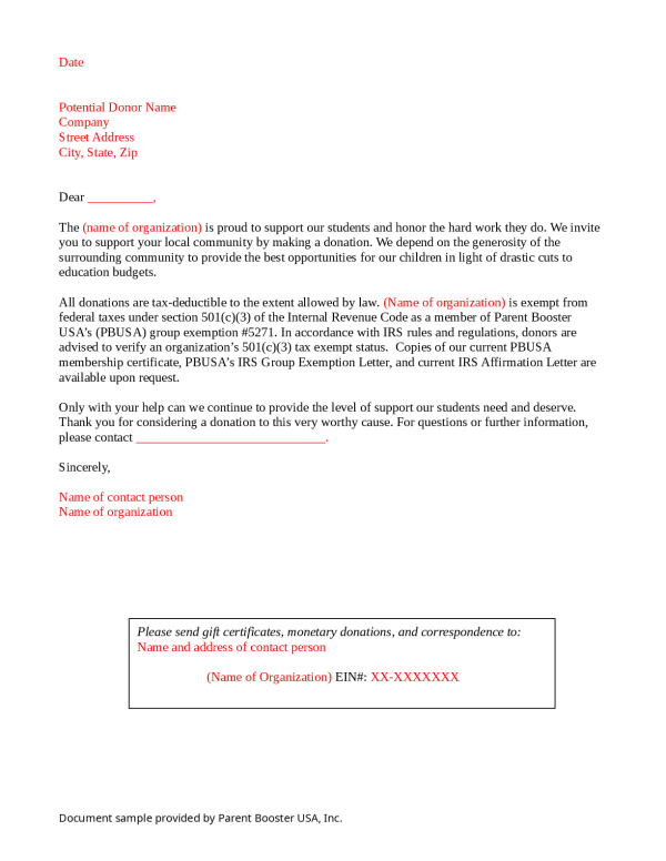 Solicitation Letter Template