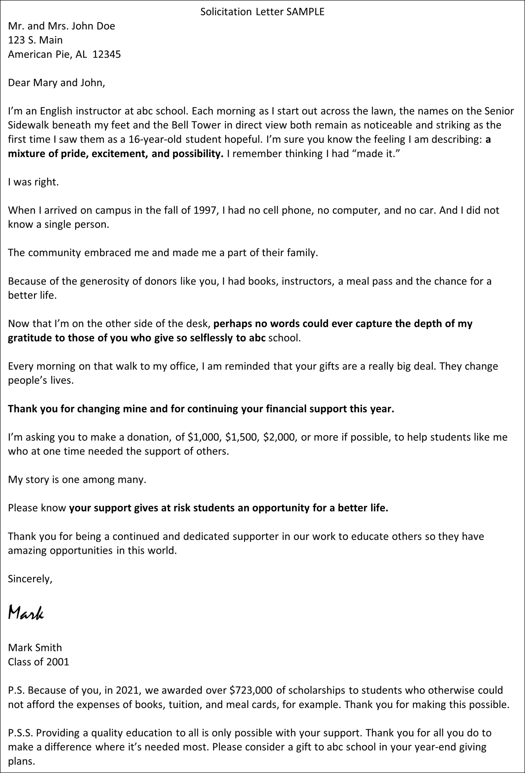 Solicitation Letter Template