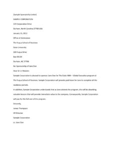 Sponsorship Letter Template Sample