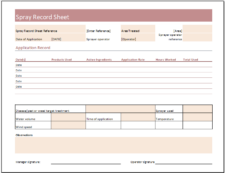 √ Free Spray Record Sheet Template (Excel)