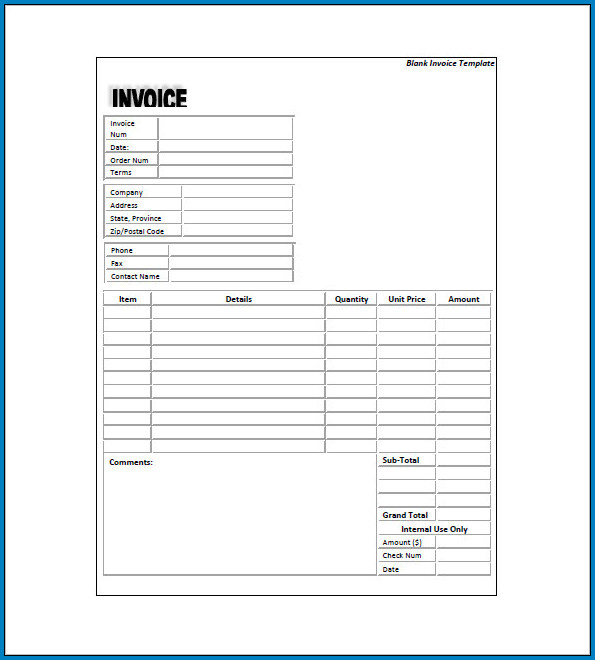 Standard Invoice Template Example