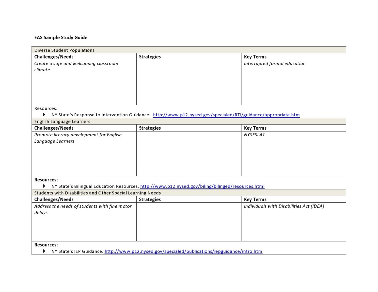√ Study Guide Template (Word)