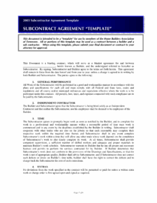 Subcontractor Agreement Template