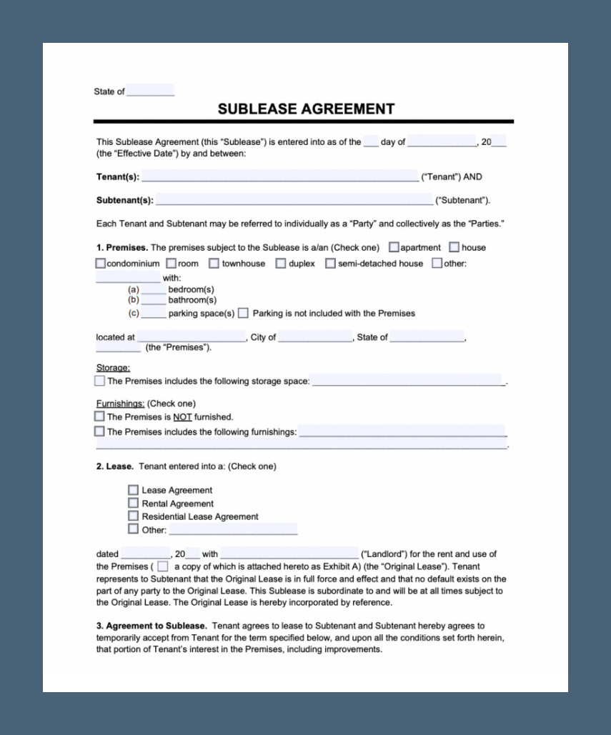 Sublease Agreement Template Example Sublease Agreement Template Example