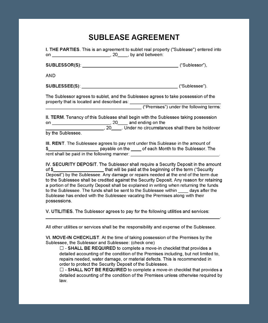 Sublease Agreement Template Sample Sublease Agreement Template Sample