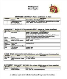 √ Free Printable Supply List Template