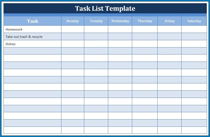 Task List Template Example