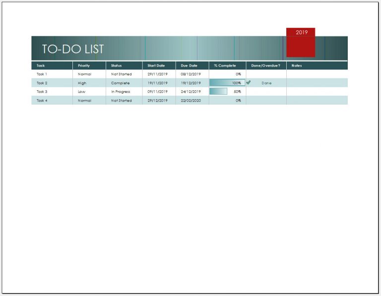 √ Free Printable Task List Template Excel Spreadsheet