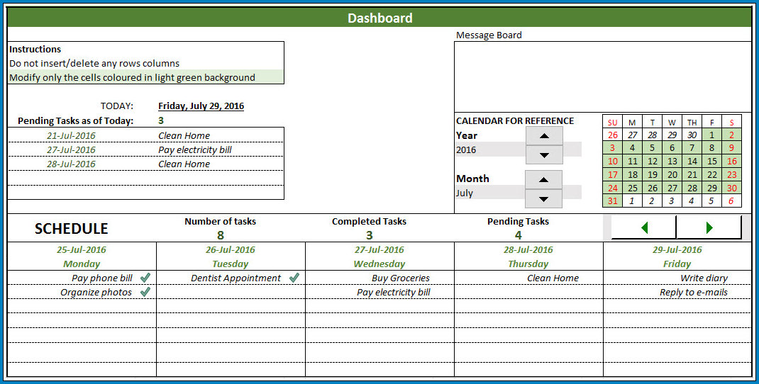 Task Management Excel Template Sample