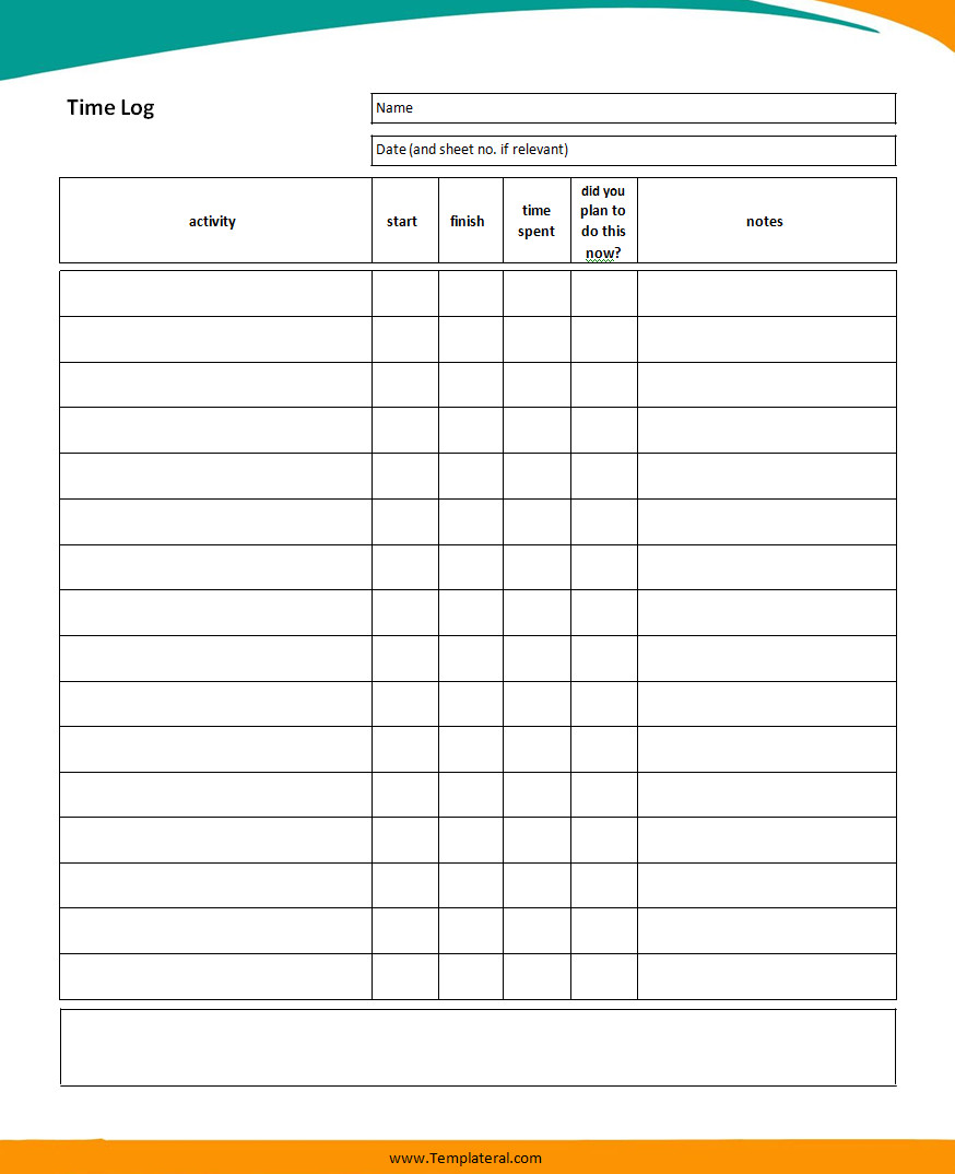 Time Log Template Time Log Template