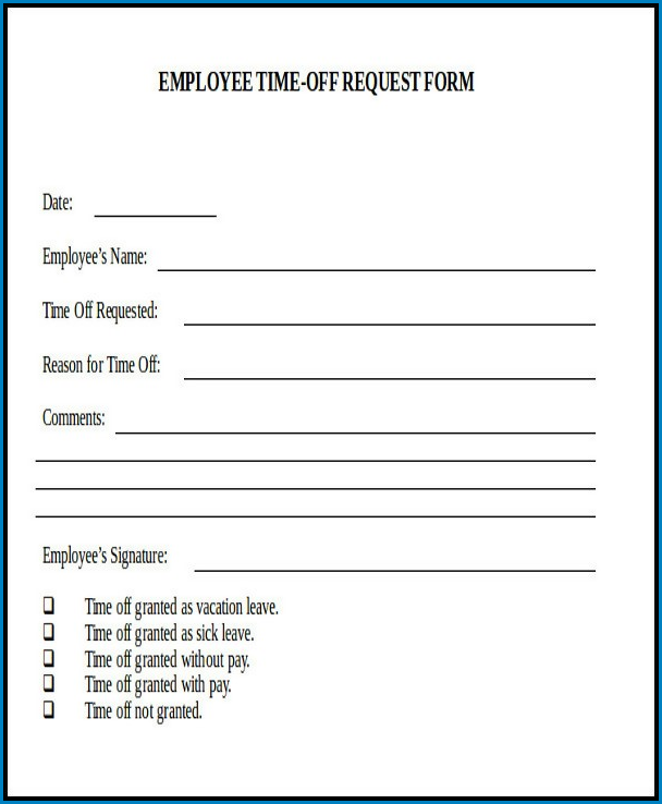 Time Off Request Form Example