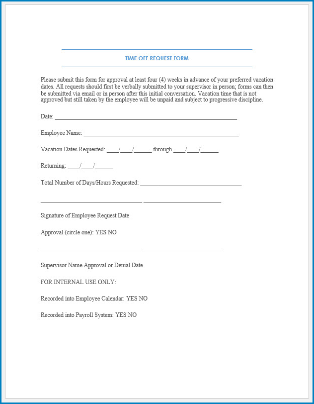 Free Printable Time Off Request Form