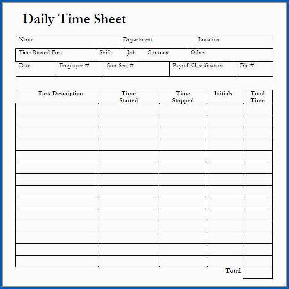 Timesheet Template Sample