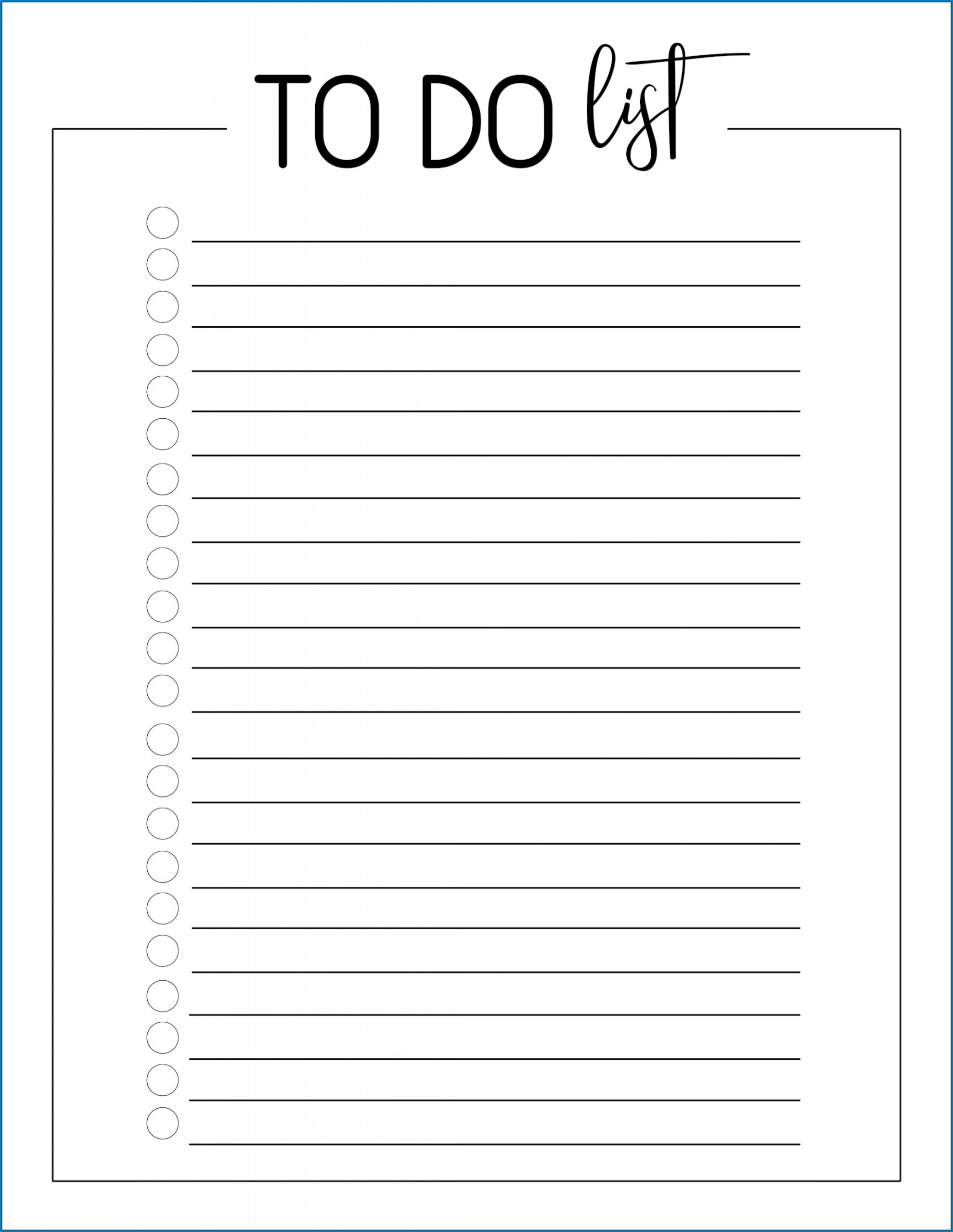 Free To Do List Printable Template Templateral