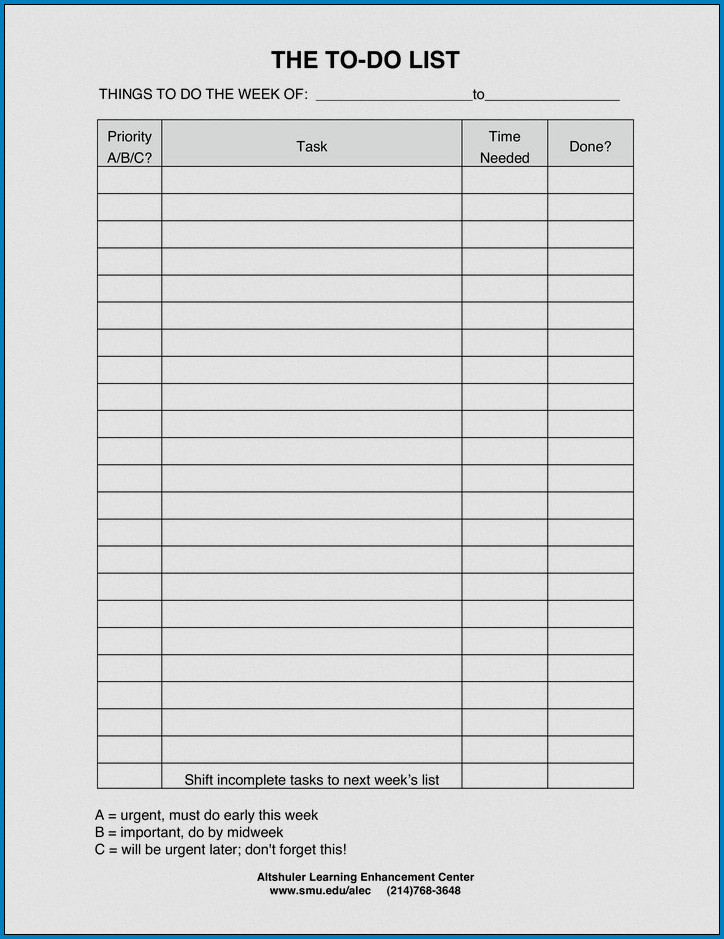 To Do List Template Sample