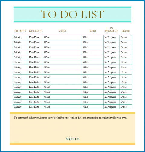 √ Free Printable To Do List Template Word