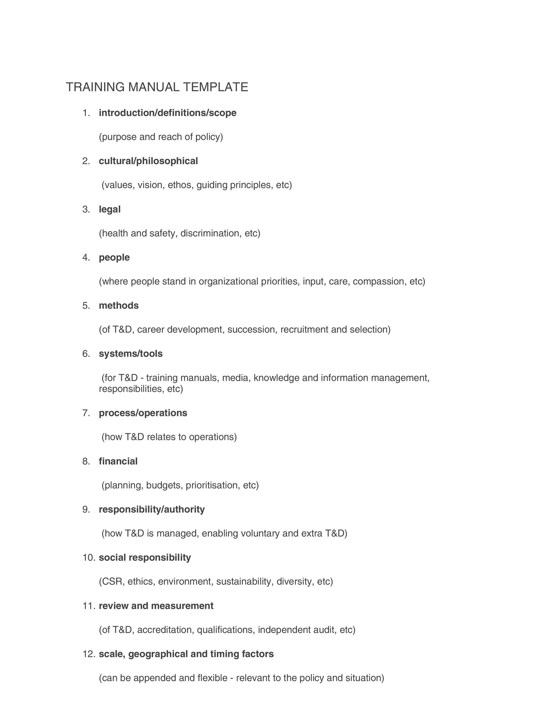 Training Manual Template