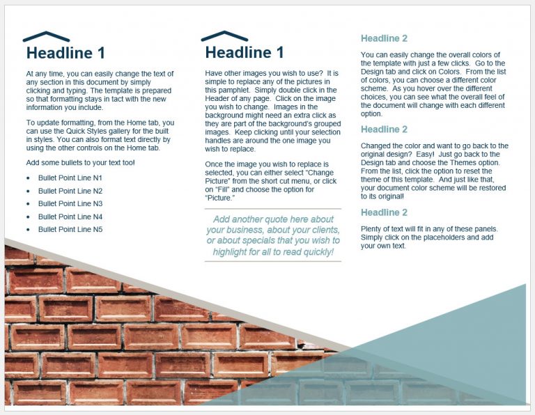 √ Free Printable Tri Fold Pamphlet Template