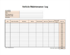 Vehicle Maintenance Log Template