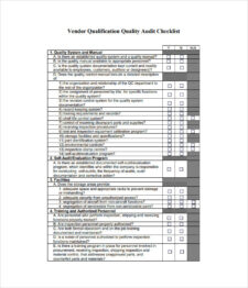 Vendor Qualification Quality Audit Checklist Template