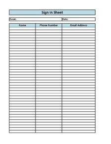 Volleyball Signup Sheet Template