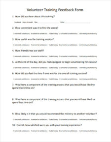 Volunteer Training Feedback Form