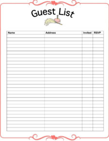 Wedding Guest Sign in Sheet Template