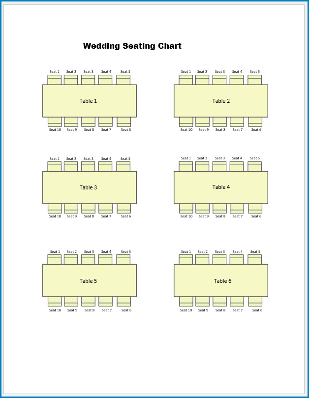 Free Printable Wedding Seating Chart Template