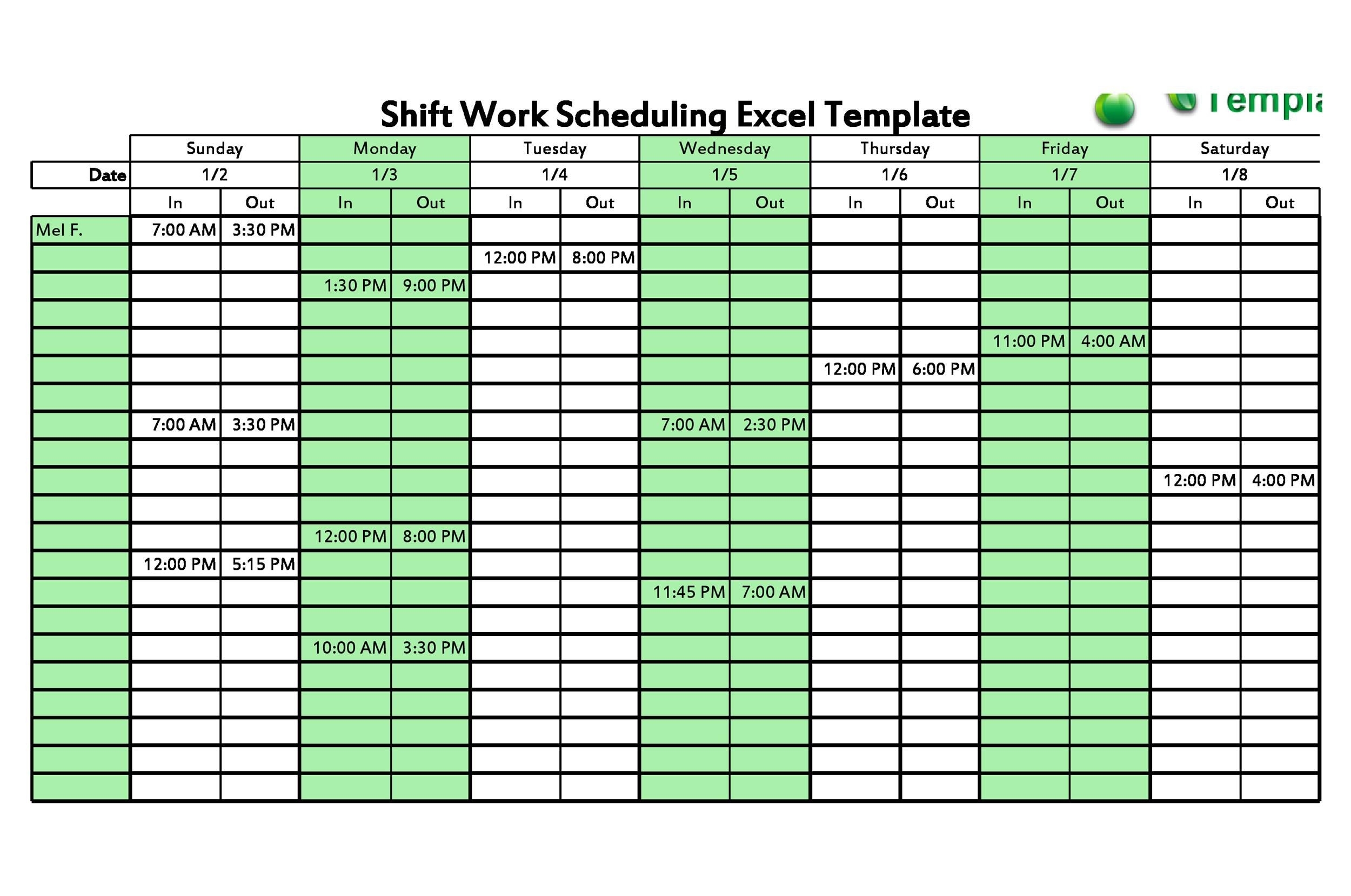 Hour Shift Schedule Template ~ Addictionary for Hour Shift Schedule Calendar