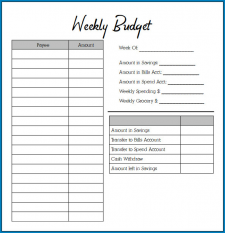 √ Free Printable Weekly Budget Template