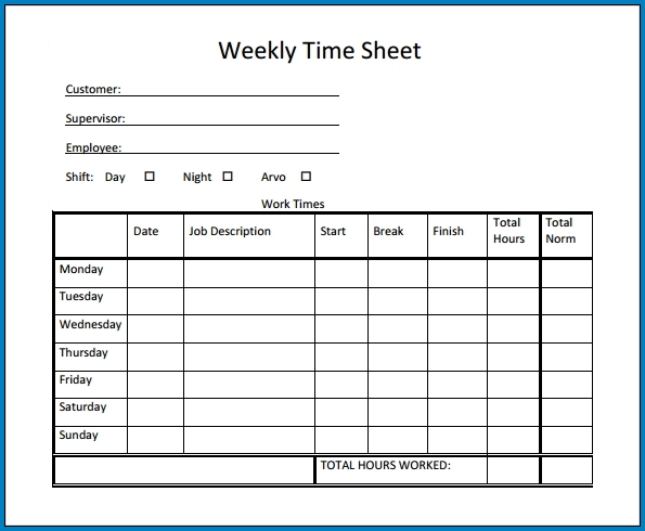 Free Printable Weekly Employee Timesheet Template ...