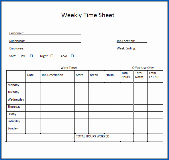 Weekly Employee Timesheet Template Sample