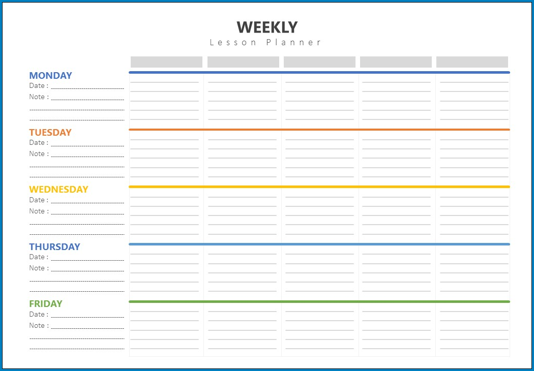 Weekly Lesson Planner Template Example