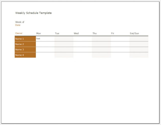 √ Free Printable Weekly Schedule Template